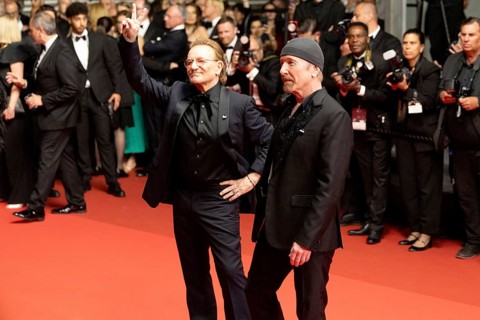 Cannes, France - 16.5.2024: The Edge and U2 singer Bono during the Bono: Stories Of Surrender red