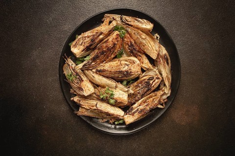 Baked, oven-baked fennel, with spices, in olive oil, homemade, no people