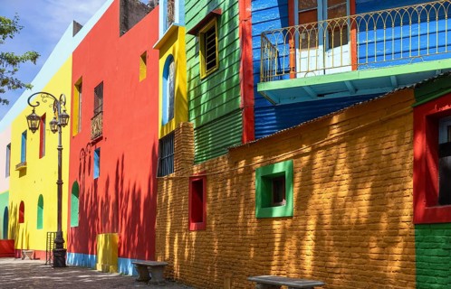 Argentina, colorful buildings of El Caminito, a popular tourist destination in Buenos Aires