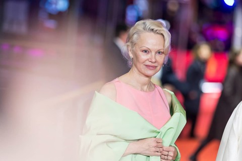 Pamela Anderson on the Red Carpet in front of the premiere of Rosebush Pruning at the Berlinale at
