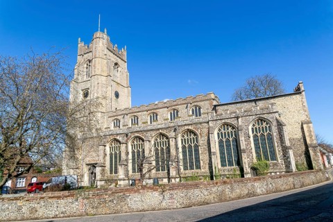 Perpendicular architecture of medieval parish church of All Saints, Sudbury, Suffolk, England, UK