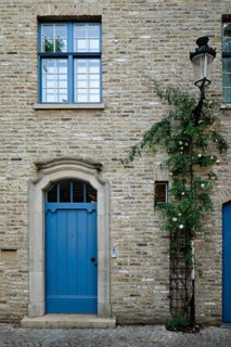 Door and window of an old house, Bruges (Brugge), Belgium
