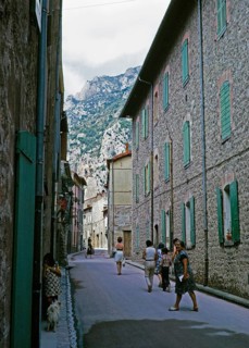 Narrow street in the village of Villefranche de Conflent, Pyrenees, France 1973
