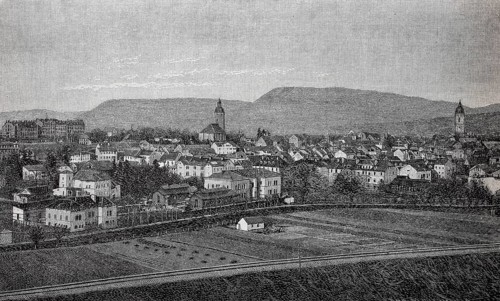 The city of Jena in Thuringia, Germany, in 1880, Historical, digital reproduction of an original