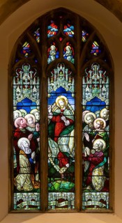 Stained glass window of Transfiguration by William Wailes c 1856, Church of Saint Mary, Kingsclere,