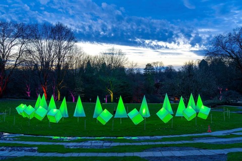 Parkleuchten, event in winter, in the Grugapark in Essen, many different light installations,