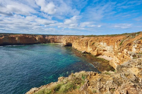 Landscape of the Bay of Islands (Warrnambool) next to the Great Ocean Road in spring, Victoria,