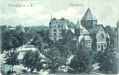 The Chemnitz Synagogue, c. 1905, postcard, Saxony, Germany, digitally enhanced reproduction from a