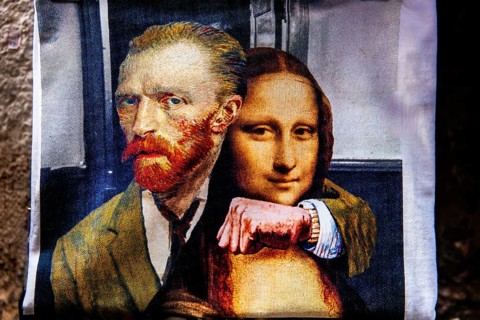 Shirt with Van Gogh and Mona Lisa depiction, Old Town of Budva, Montenegro, Budva, Montenegro