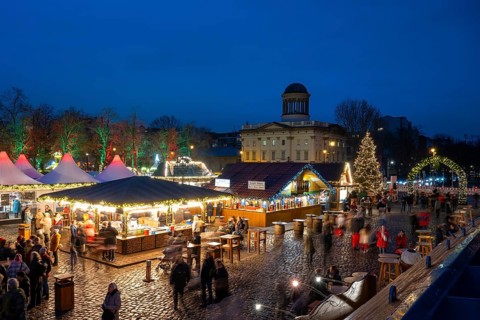 Christmas market at Charlottenburg Palace, Blue Hour, Charlottenburg, Berlin, Germany