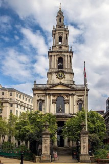 James Gibbs's baroque St Mary le Strand, his first major work, stands on a traffic island at the