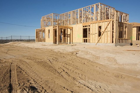 New residential construction home framing site