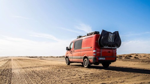 4x4 campervan away from paved roads, Ruta Provincial 1 Rio Negro, Rio Negro Province, Argentina