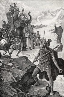 Hannibal Barkas, c. 246-183 BC, Carthaginian military commander trekking across the Alps