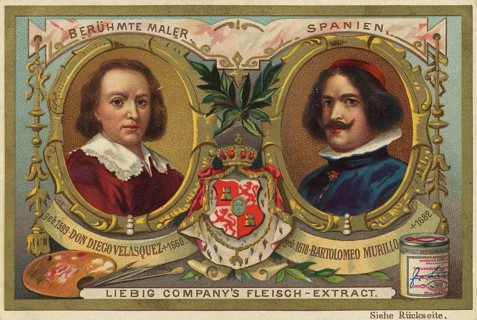 Picture series famous painters, Spain, Don Diego Velasquez and Bartolomeo Murillo, Liebig picture,