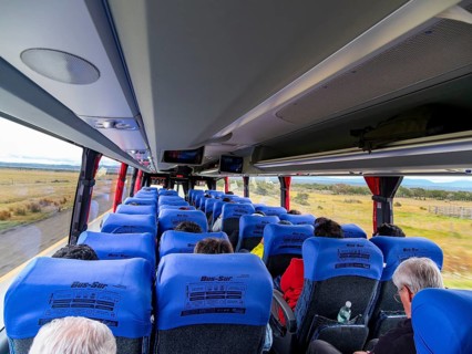 Coach between Puerto Natalas and Punta Arenas, Patagonia, Chile