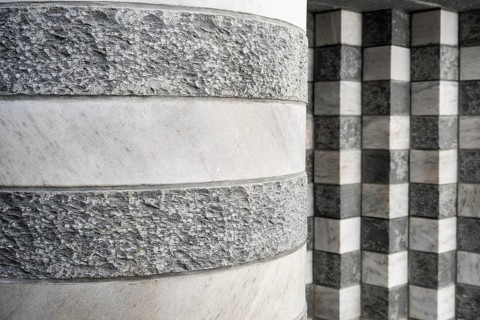 Marble and gneiss alternately, interior, Roman Catholic church of San Giovanni Battista, built in