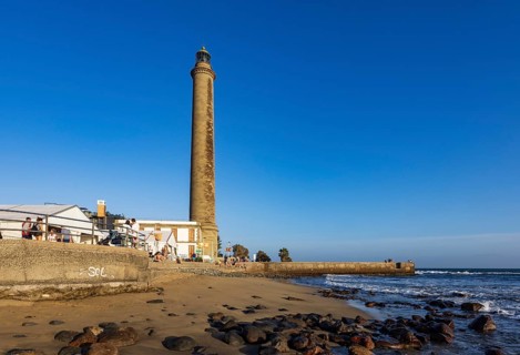 Lighthouse Faro de Maspalomas, Maspalomas, Gran Canaria, Canary Islands, Spain, Atlantic Ocean