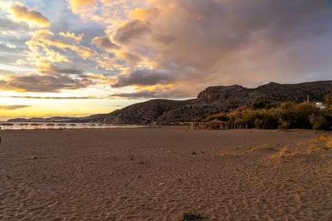 Sunset on the beach of Paleochora, Crete, Greece