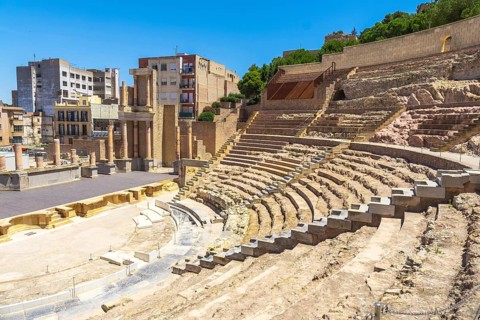 Roman theatre of cartagena displaying its historical architecture with stone steps and columns