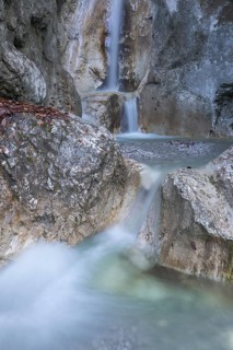 Heckenbach waterfall, The dripping eye of nature, Kochel am See, Bavaria, Germany