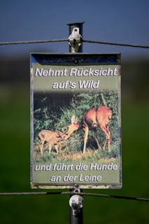 Sign Nehmt Rücksicht auf's Wild, near Fautenbach, Ortenau-Kreis, Baden-Württemberg, Germany