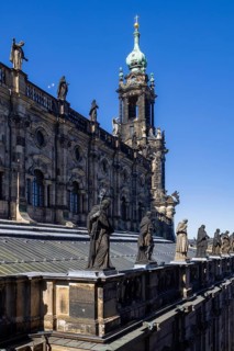 View of the high nave of the Catholic Court Church from the residential castle, Dresden, Saxony,