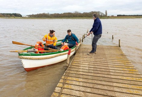 Butley River ferry operated by volunteers on the first day of the new season 4 April 2026, Suffolk,