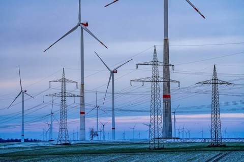 Wind farm, north of Marsberg-Meerhof, winter, slightly snowy landscape, North Rhine-Westphalia,