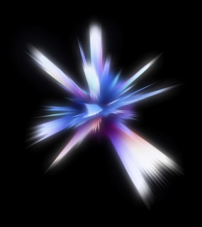 A dynamic illustration showcasing a star-shaped burst of vibrant colors against a dark background.