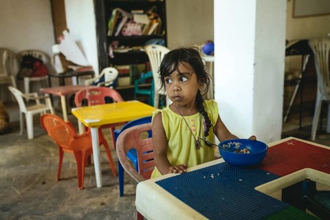 Base of the Hermanas Misioneras de la Misericordia, they teach and feed children from families in