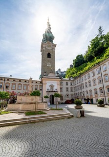 Inner courtyard of the monastery with Peter's fountain, St. Peter Abbey with St. Peter collegiate