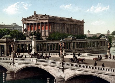 National Gallery and Friedrichsbrücke, Berlin, Germany, 1890, Historic, digitally restored