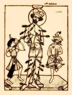Saint Sebastian, wood engraving, 1410