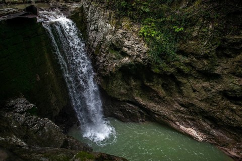 Rappenloch Gorge natural monument, Dornbirner Ach, Dornbirn, waterfall, wooden footbridges,