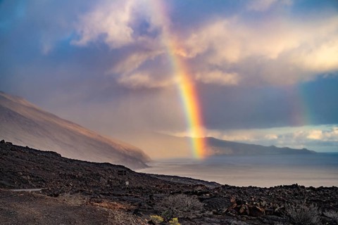 Rainbow on the Punta de la Orchilla peninsula, El Hierro, Neric Islands, Spain