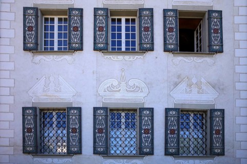 Window, window frame, artistically painted, Landvogteischloss, civil registry office, Willisau,
