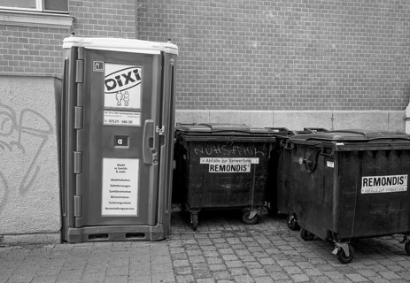 Waste container and Dixi toilet, recycling, raw material, glass, container, recycling, resources,