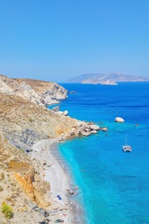 Katergo beach, high angle view, Folegandros Island, Cyclades Islands, Greece