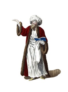 Historical clothing, fashion over time, clothing of the mufti or chief priest of the Turks in 1749,