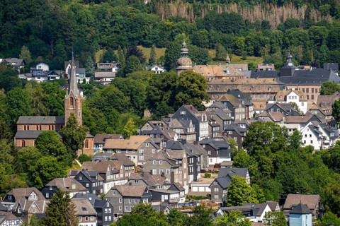 Bad Berleburg, in the district of Siegen-Wittgenstein, Rothaargebirge, Sauerland, upper town, with