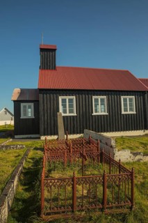 Church Kirkjuvogskirkja built in 1861, Hafnir. Reykjanes peninsula, Southwestern Iceland