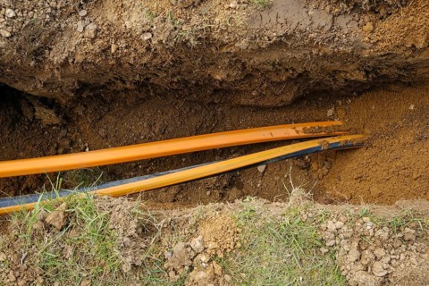 Rheinbach, North Rhine-Westphalia, Germany - Internet broadband expansion, construction site for