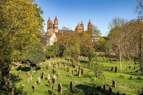 Saint Sand Jewish Cemetery and St. Peter's Cathedral in Worms, Rhineland-Palatinate, Germany