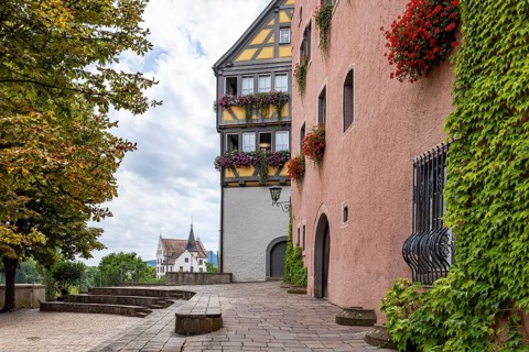 City view of Engen in Hegau. Old town. Engen, Baden-Württemberg, Germany