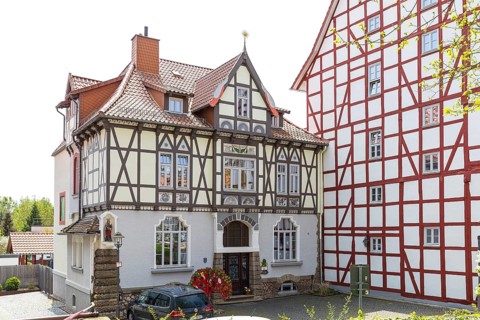 Historic half-timbered house on Marktstraße, Duderstadt, Lower Saxony, Germany