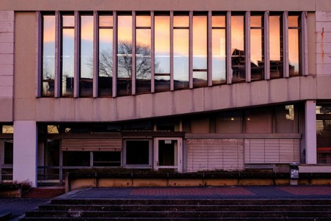 Evening light reflected in auditory sound at the University of Hildesheim, Hildesheim, German