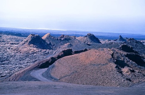 Volcanic landscape with craters and volcanic cones, Timanfaya National Park, Lanzarote, Canary