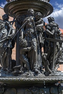 Detail, historic virtuous fountain, created by Benedikt Wurzelbauer, from 1584 to 1589, Lorenzer