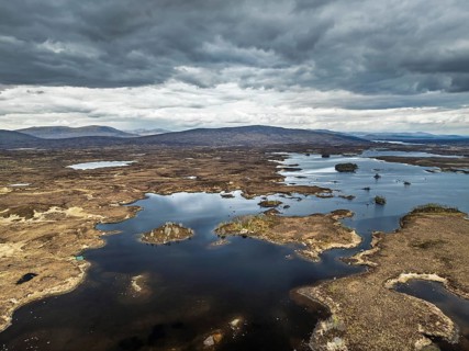 Rannoch Moor from a drone over Loch Ba and Loch of the Armpit, A82 Highland Way, Argyll and Bute,